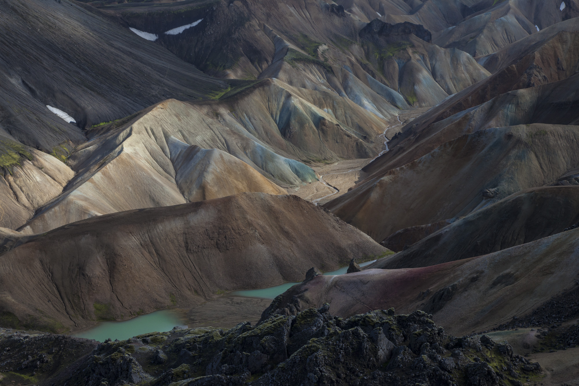 farbige Rhyolith Berge von Landmannalaugar, Island, Europa